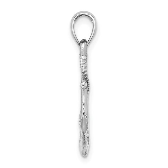 14k White Gold Solid Polished 3-D Anchor Pendant